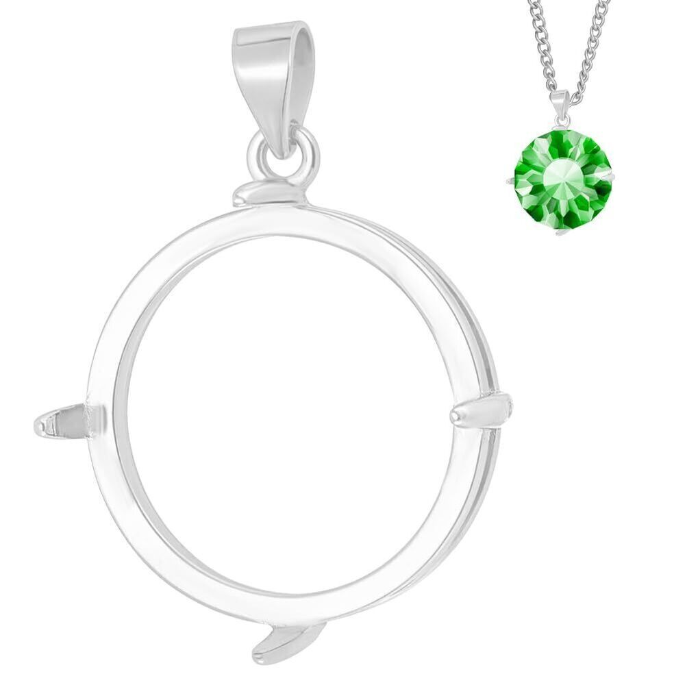 6542 925 Sterling Silver Round Bezel Pendant, Cabochon Setting Pendant